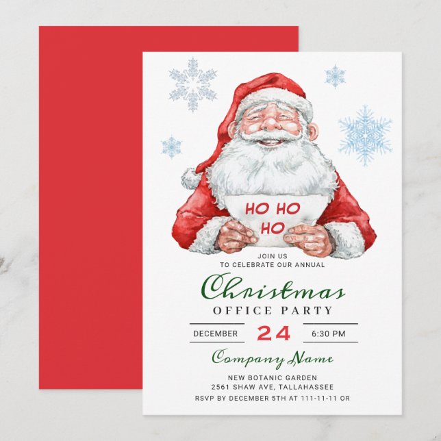 Funny Santa Corporate Holiday Christmas Party Invitation (Front/Back)
