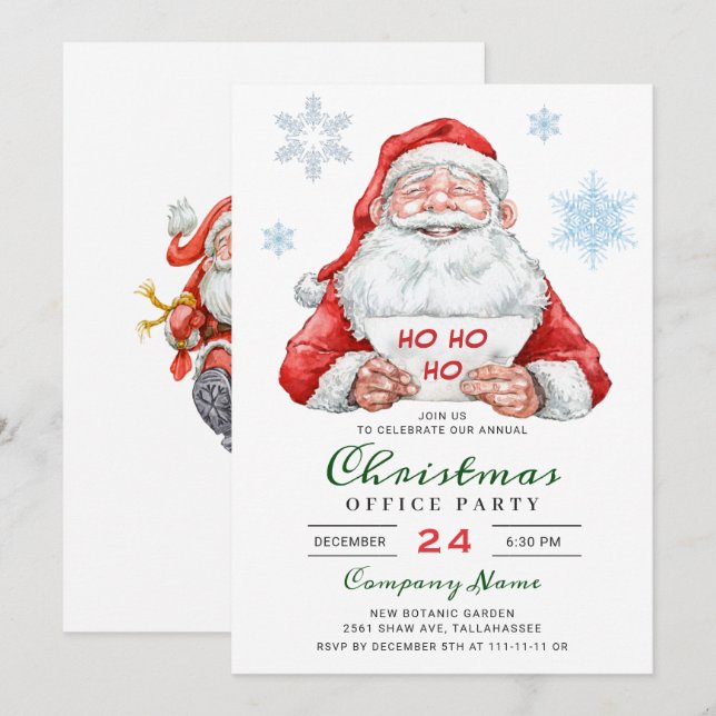 Funny Santa Corporate Holiday Christmas Party Invitation (Front/Back)