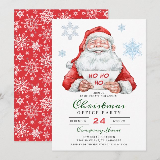 Funny Santa Corporate Holiday Christmas Party Invitation (Front/Back)