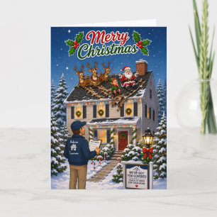 Funny Santa Crashing on Roof Christmas Holiday Card
