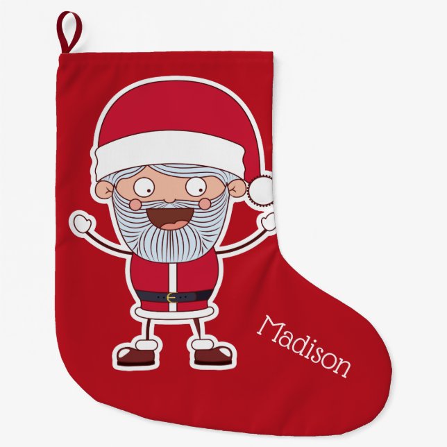 Funny Santa custom name Christmas stocking (Front)