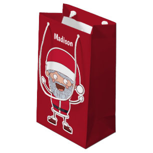 Funny Santa custom name & colour gift bags