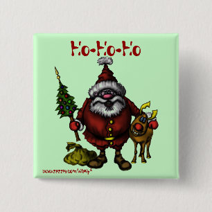 Funny Santa cute Christmas button design