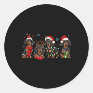 Funny Santa Dachshund Christmas Dachshund Dog Love Classic Round Sticker