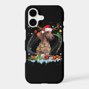 Funny Santa Dachshund Reindeer Light Christmas