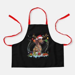 Funny Santa Dachshund Reindeer Light Christmas Apron