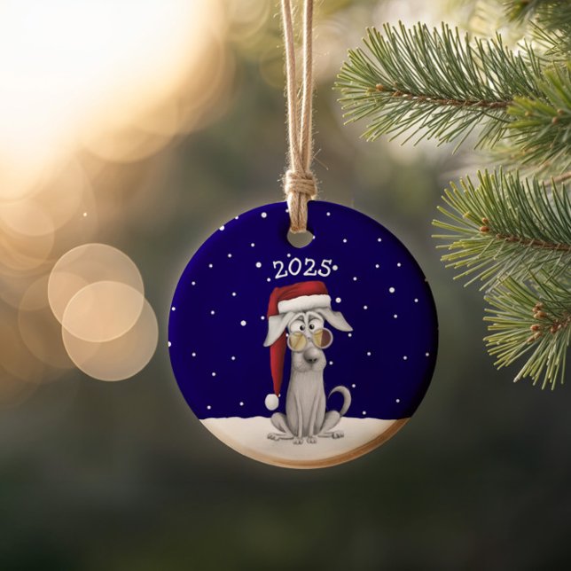Funny Santa Dog  Ceramic Tree Decoration (Creator Uploaded)