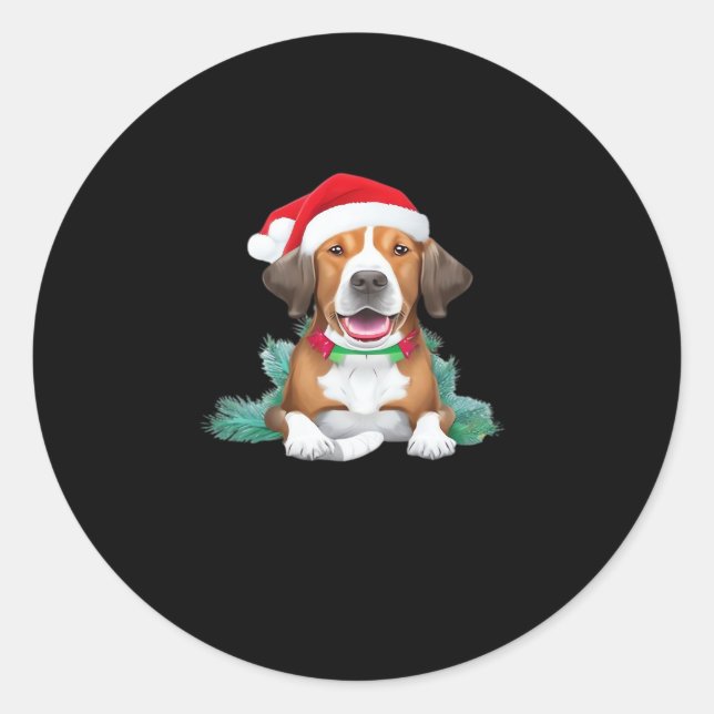 Funny santa dog Oversized T-Shirt Classic Round Sticker (Front)