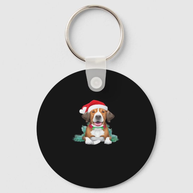 Funny santa dog Oversized T-Shirt Key Ring (Front)
