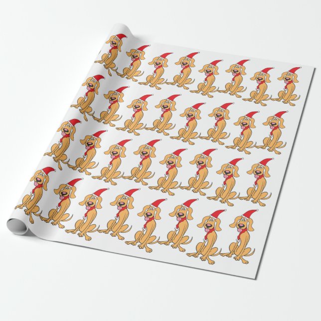 Funny Santa Dog Wrapping Paper Teddy the Spaz Man (Unrolled)