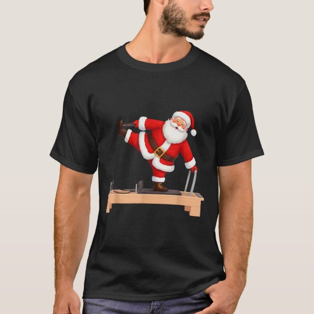 Funny Santa Doing Reformer Lates Christmas Xmas La T-Shirt (Front)