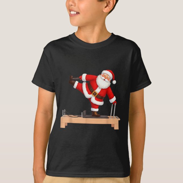 Funny Santa Doing Reformer Lates Christmas Xmas La T-Shirt (Front)