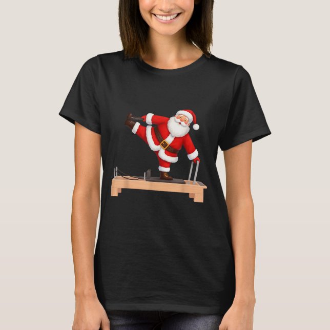 Funny Santa Doing Reformer Lates Christmas Xmas La T-Shirt (Front)