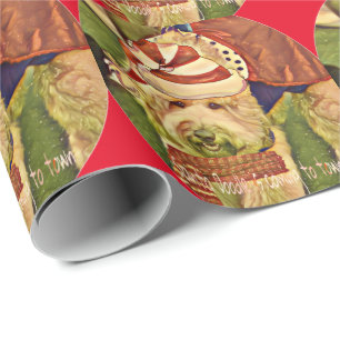 Funny Santa Doodle Dog Christmas wrap Wrapping Paper