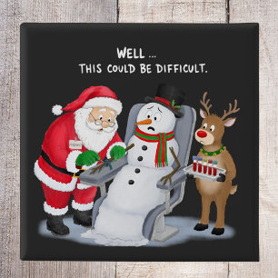 Funny Santa Drawing Blood Phlebotomist 15 Cm Square Badge