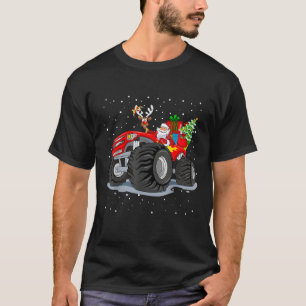 Funny Santa Driving Race Car Reindeer Christmas Tr T-Shirt