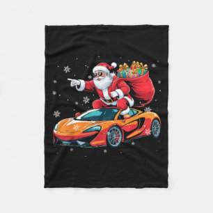 Funny Santa Driving Srt Car Xmas Pajama Christmas Fleece Blanket