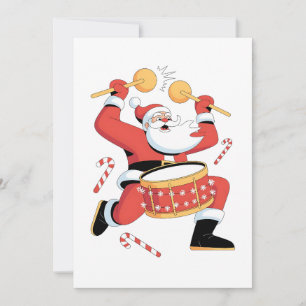Funny Santa Drummer Ugly Christmas Xmas Drumming Announcement