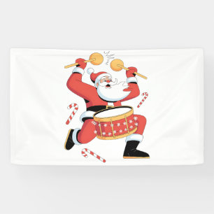 Funny Santa Drummer Ugly Christmas Xmas Drumming  Banner