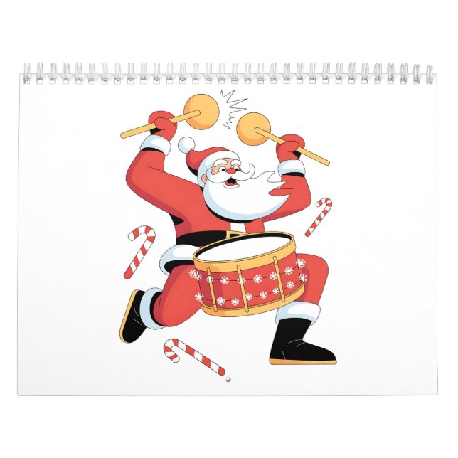Funny Santa Drummer Ugly Christmas Xmas Drumming  Calendar (Cover)