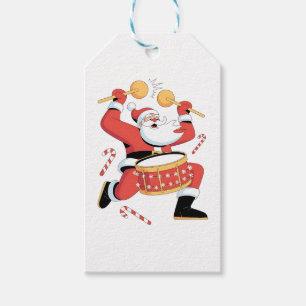 Funny Santa Drummer Ugly Christmas Xmas Drumming  Gift Tags