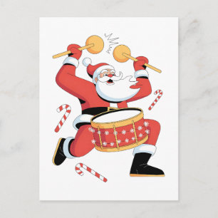 Funny Santa Drummer Ugly Christmas Xmas Drumming Invitation Postcard