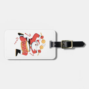Funny Santa Drummer Ugly Christmas Xmas Drumming Luggage Tag