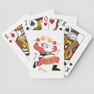 Funny Santa Drummer Ugly Christmas Xmas Drumming Playing Cards