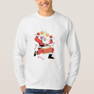 Funny Santa Drummer Ugly Christmas Xmas Drumming T-Shirt