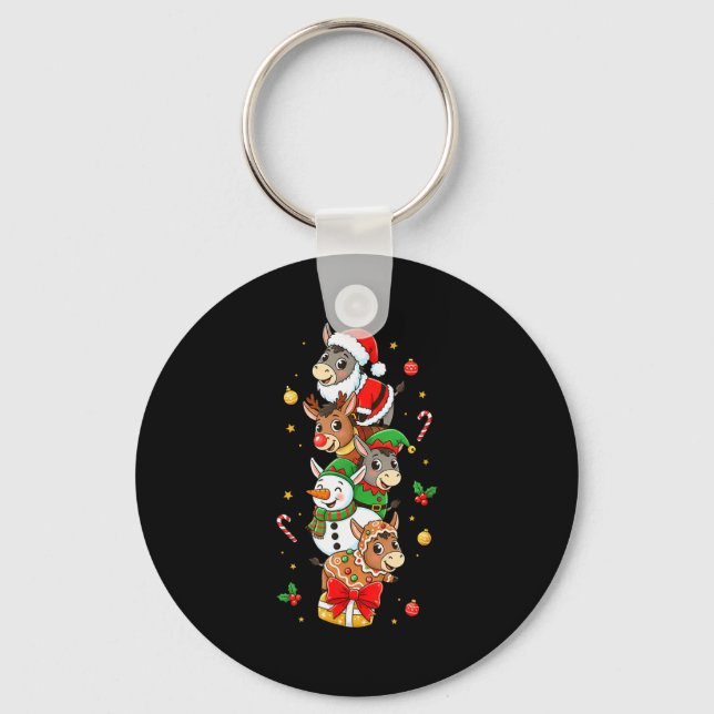 Funny Santa Elf Snowman Christmas Womens Mens Kids Key Ring (Front)