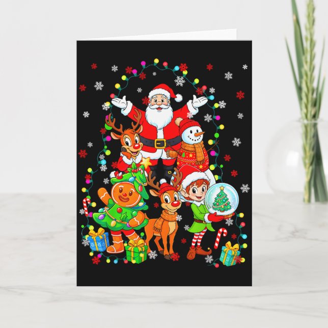 Funny Santa Elf Snowman Reindeer Gingerbread Chris Card (Front)