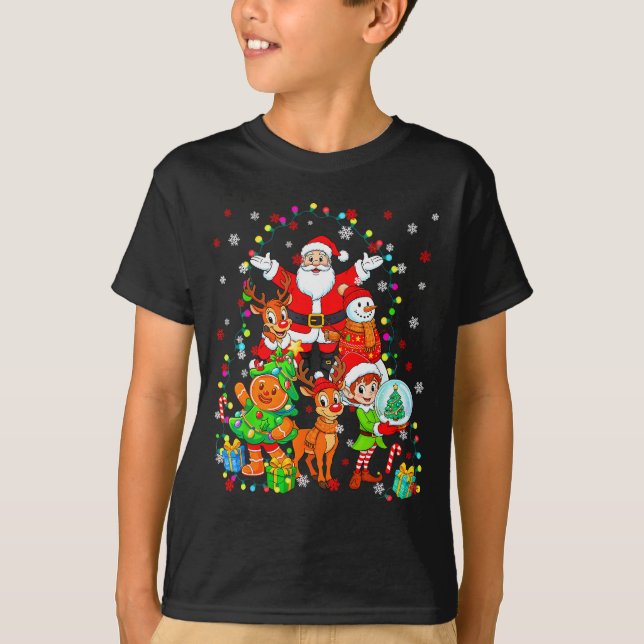 Funny Santa Elf Snowman Reindeer Gingerbread Chris T-Shirt (Front)
