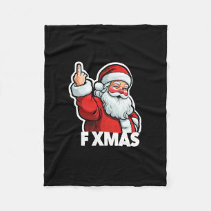 Funny Santa F Xmas Anti Holiday Bah Humbug Christm Fleece Blanket