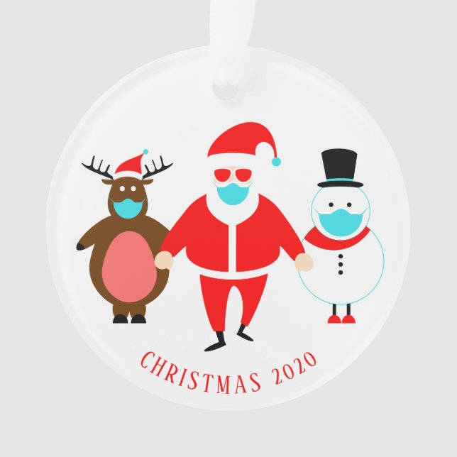Funny Santa Face Mask Christmas 2020 Personalised Ornament (Front)