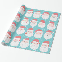 Funny Santa Faces Christmas Gift Wrap