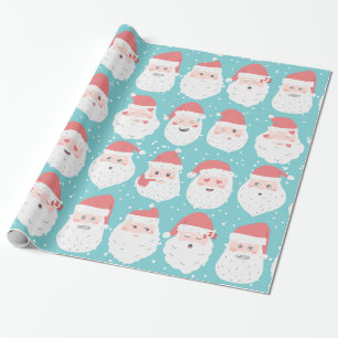 Funny Santa Faces Christmas Gift Wrap