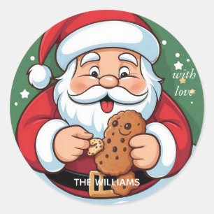 Funny Santa Festive Cookie Holiday  Classic Round Sticker