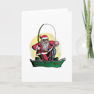 Funny Santa Fishing Christmas Fish Gift Card