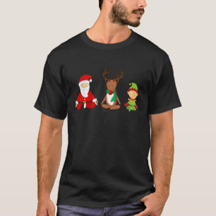 Funny Santa Friends Yoga Lotus Pose   T-Shirt