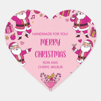 Funny Santa Friendsmas Christmas Party Heart Sticker