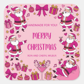 Funny Santa Friendsmas Christmas Party Square Sticker