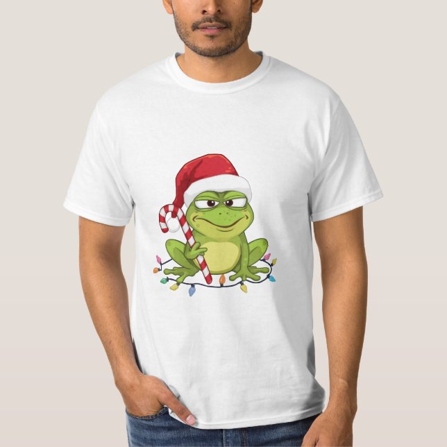 Funny Santa Frog Christmas Shirt - Cute Frog with  (Front)