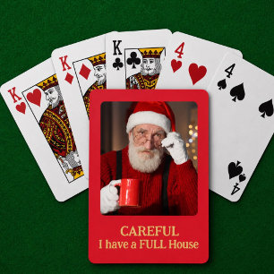 Funny Santa Full House Photo Gift Playing Cards