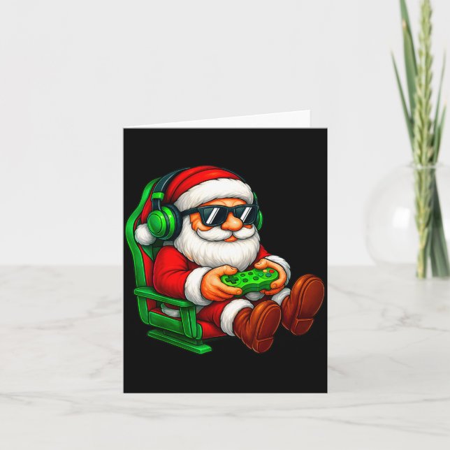 Funny Santa Gaming Gamer Pajamas Pjs Christmas Xma Card (Front)
