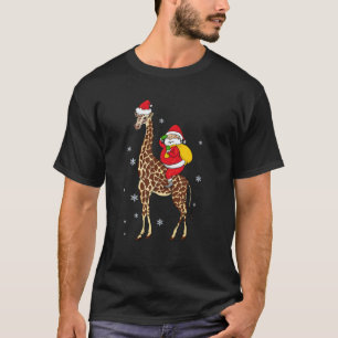 Funny Santa Giraffe Christmas Pajama Gift For Men T-Shirt