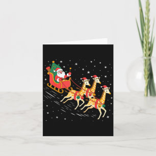 Funny Santa Giraffe Sleigh Flying Christmas Night Card