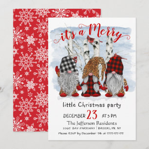Funny Santa Gnomes Merry Christmas Little Party Invitation