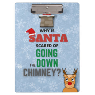 Funny Santa Going Down Chimney Joke Kids Clipboard