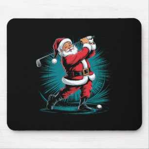 Funny Santa Golfing Ball Sport Swing Christmas Fes Mouse Mat