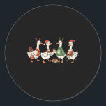 Funny Santa Goose Snowman Just A Christmas Goose X Classic Round Sticker<br><div class="desc">Funny Santa Goose Snowman Just A Christmas Goose Xmas Party</div>